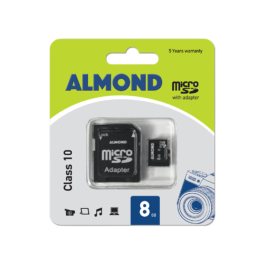 Μνήμη Micro SDHC Almond Με Αντάπτορα MSD 8GB Class10