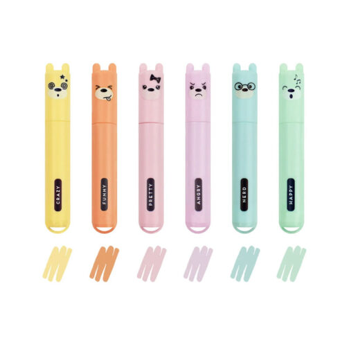 Set 6 Mini Pastel Highlighters Legami Teddy's Style